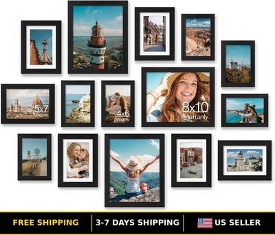 15 Pack Collage Picture Frames for Wall Decor & Tabletop - Mountable Multi