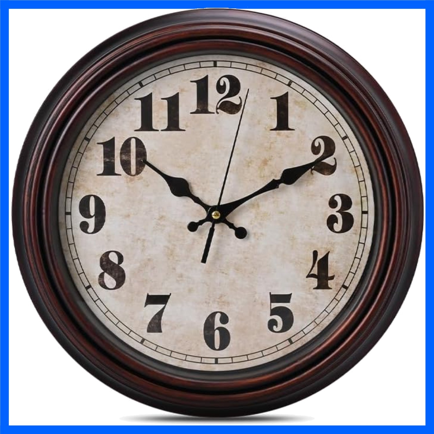 12 Inch Retro Wall Clock, Silent Non-Ticking Battery Operated Movement Decorativ