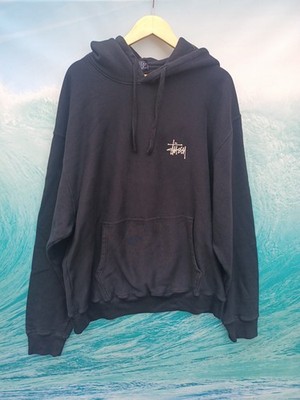 Stussy Blem Special Black Built Tough Pigment Dyed Hoodie Pullover  #0798