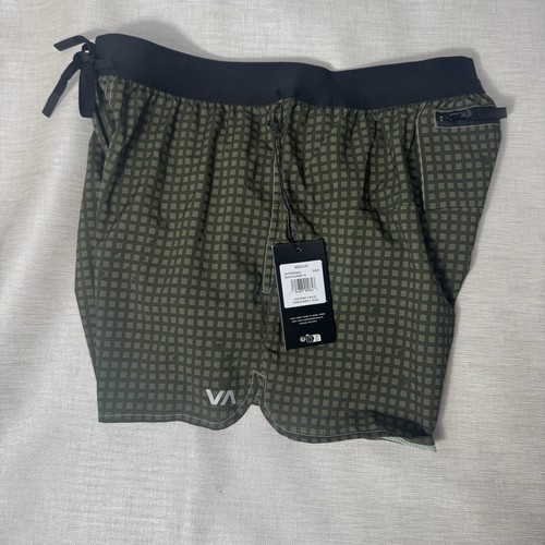 "Pantalones Cortos Corredores RVCA 14"" Olive Night Camuflados Talla Mediana GQV6 Nuevos" - Imagen 3 de 4