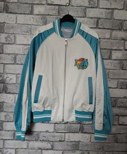Zara Teal Blue LA Malibu Sateen style Souvenir Preppy Bomber Jacket Small