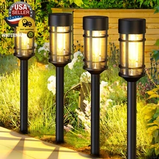 8 Pack Solar Pathway Lights Outdoor, Waterproof Solar Lights Outdoor with Metal 