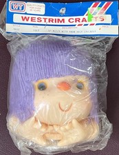Westrim Crafts MITZY 4 Doll Head and Hands Lavender Yarn Hair 9602 Vintage NOS