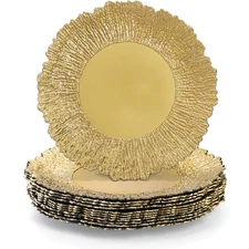 Set of 12 Plastic Charger Plates, 13" Reusable Reef Serving Chargers for Dinn...