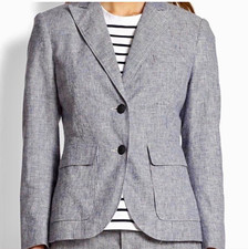 rag  bone Nancy Blazer Blue/White Pinstripe Slim Fit Notch Lapel Sz 8 W2444275U