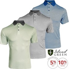 ISLAND GREEN ALL OVER CHAIN PRINT HERREN GOLF POLOSHIRT / ALLE GR&Ouml;&szlig;EN / MODELL 2026