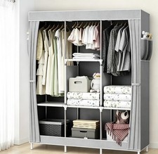 2024 New Triple Canvas Fabric Wardrobe Clothes Closet Storage Cupboard Dustproof