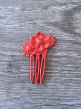 Objet publicitaire cadeau Bonux peigne rouge vintage barrette fleurs