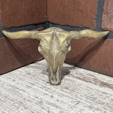 6 Vintage Texas Longhorn Steer Cow Skull Figural Brass Belt Buckle