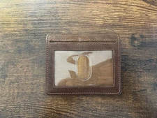 Unbranded Faux Brown Leather Slim Card Holder with Clear ID slot and 3 Card Hold