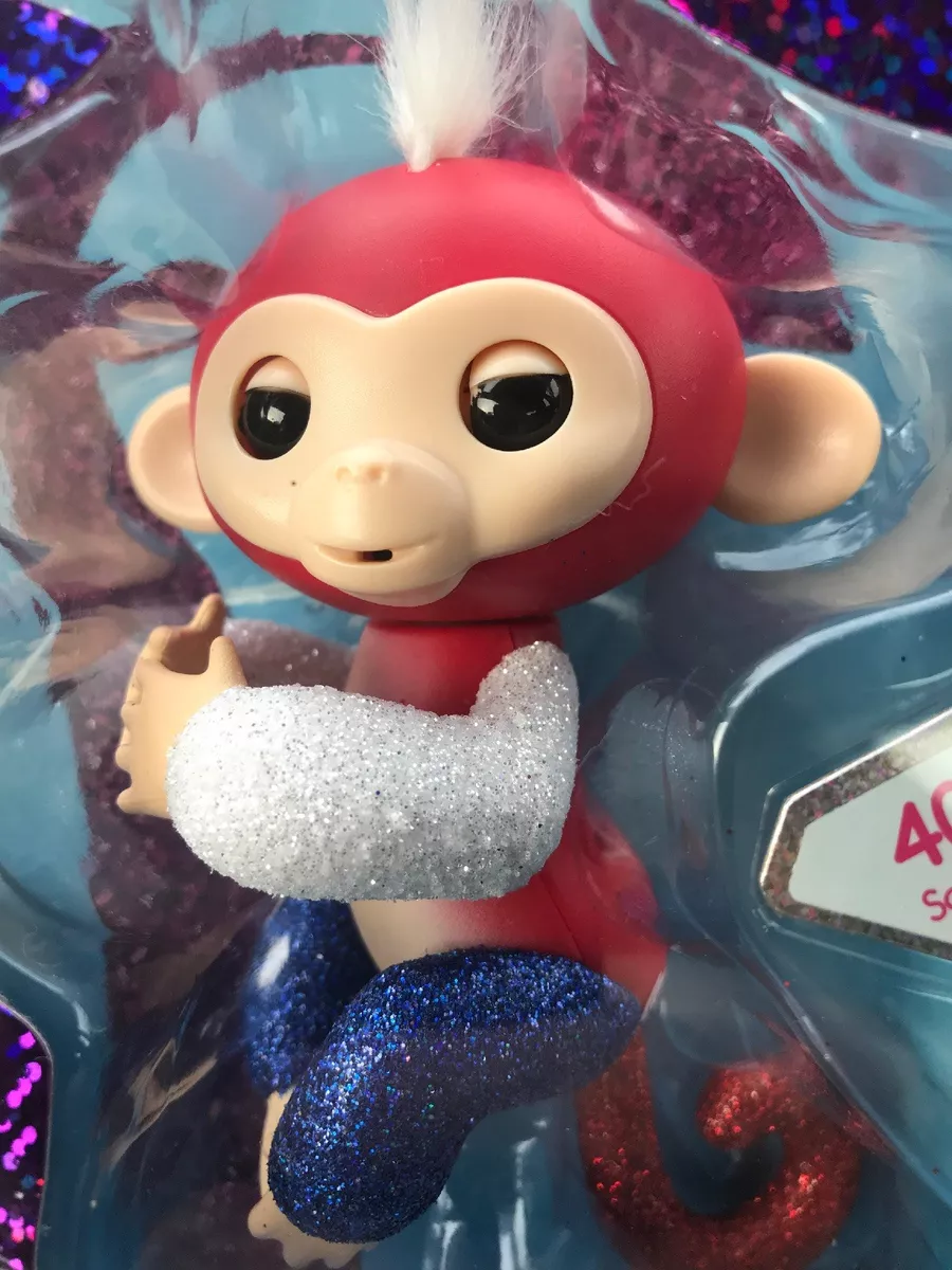 Fingerling RARE Fingerlings Monkey LIBERTY Red White Blue Glitter