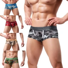 Men’s Low-rise Camo Mini Boxers Bottoms Underwear Camouflage Boxer Briefs Shorts