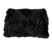 $265 New Womens Surell Black Rex Rabbit Fur Textile Knit Infinity Loop Scarf