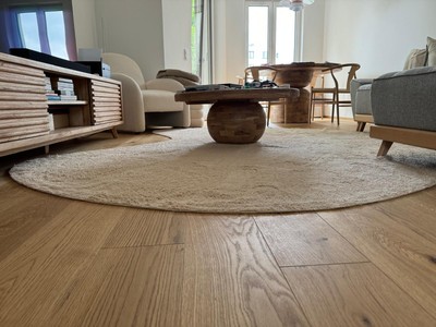 SKLUM Baumwollteppich   290x250 cm, Creme-Beige, weich & strukturiert