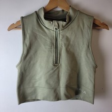 Tala Women Size L Green Crop High Neck Seamless Sport Top Casual Exercise