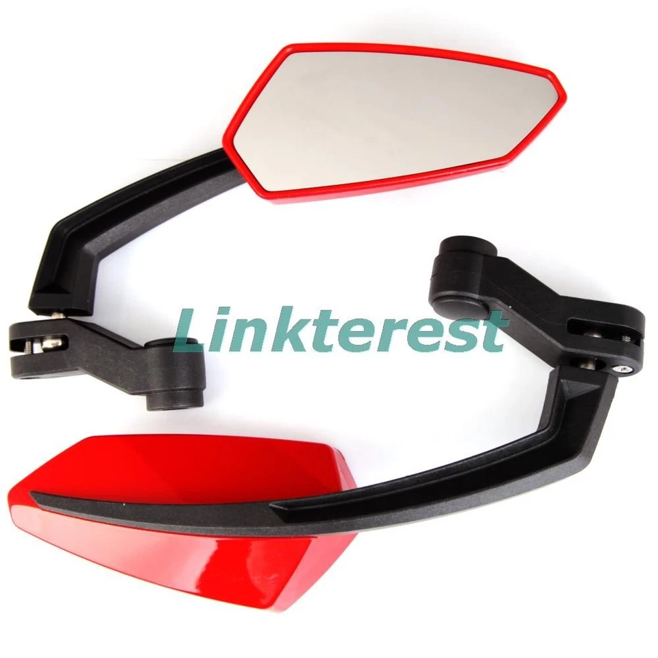 ESPEJOS RETROVISORES LATERALES UNIVERSALES NEGROS ROJOS MOTO 8-10MM PARA KAWASAKI SUZUKI Foto 4 de 4