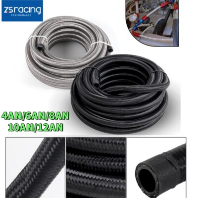 #ad 4AN 6AN 8AN 10AN 12AN Nylon amp; Stainless Steel Braided Fuel Hose Oil Gas Air Line $21.90