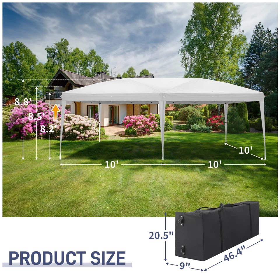 Tienda Plegable Impermeable 3 x 6m Uso Doméstico Exterior Camping con Bolsa de Transporte Blanca Foto 2 de 4
