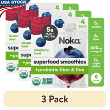 Organic Blueberry Beet Smoothie Pouches Plant Protein Healthy Snack 4-Pack New