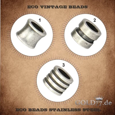 Beads Perlen "ECO Vintage" Altsilberstyle/Edelstahl Gross-Loch 6mm | Bartperle - Bild 1 von 4