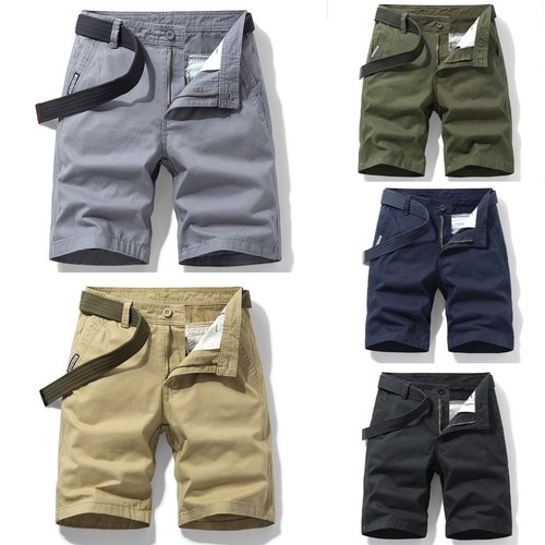 Men's Cotton Cargo Shorts Lounge Summer Flat Front Shorts Casual Half Pants - Picture 3 of 18