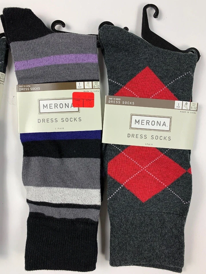 Calcetines de vestir largos de algodón Merona para hombre talla 6-12 (4 pares) DE COLECCIÓN NUEVOS Foto 2 de 3