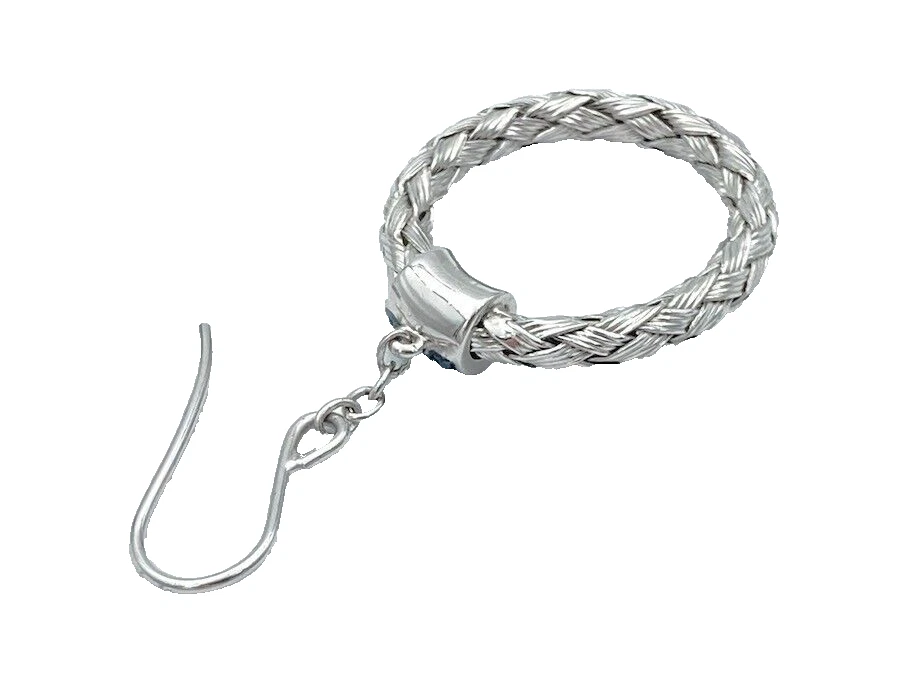 Rare Sterling Affinity 1/5 cttw Blue Diamond Woven Front Facing Hoop Earrings - Image 3 of 3