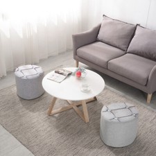 Round Crushed Velvet Seat Stool Silver Footrest Stool round Footstools