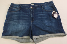 Ava  Viv Womens Dark Wash High Rise Rolled Jean Short Size 28W 3.5" Inseam
