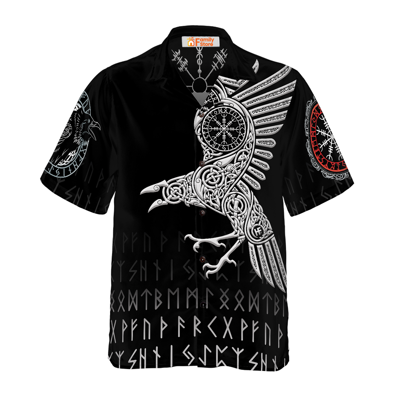 Norse Mythology Odin's Raven Hawaiian Shirt featuring iconic Viking design for mythology enthusiasts