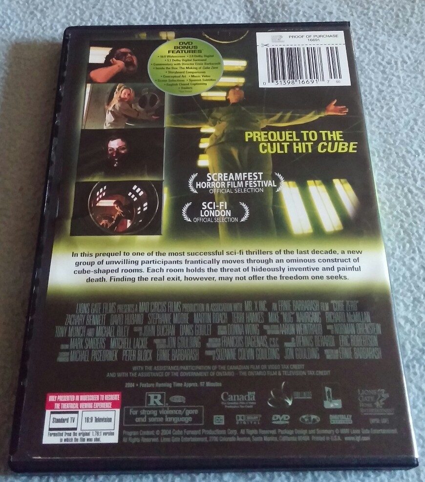 Cube Zero DVD (RARE oop) 31398166894| eBay