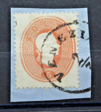 VENETO E PROVINCIA DI MANTOVA 1861/62 EFFIGE 5 SOLDI SU FRAMMENTO TIMBRATO (C.V)