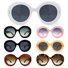 Womens Mod Thick Plastic Round 20s Pin Up Sunglasses
