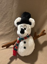 Walt Disney World Resort Christmas Mickey Mouse Snowman 11" Bean Bag White
