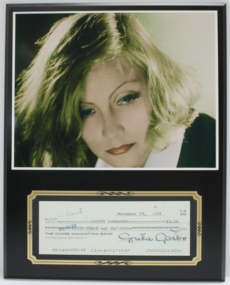 Greta Garbo Reproduction Signed Check Display 