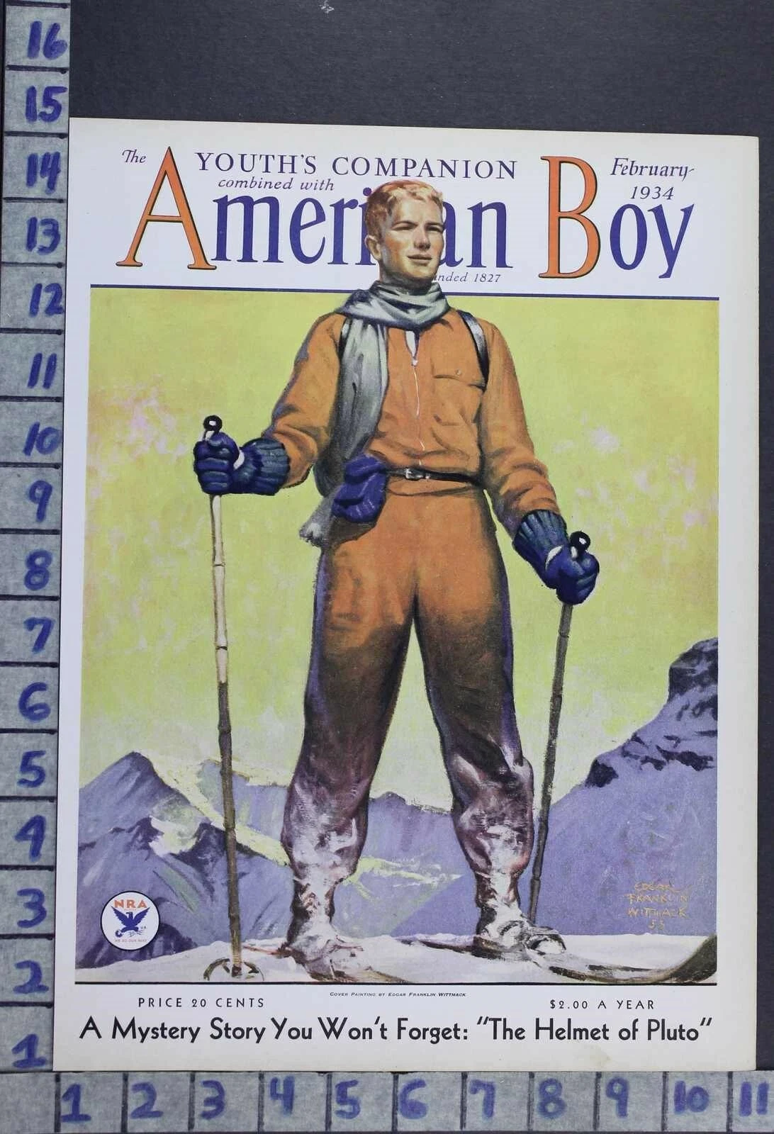 1934 WINTER SPORT DOWNHILL SKIING SNOW POLE GLOVE ILLUS WITTMACK COVER COV443