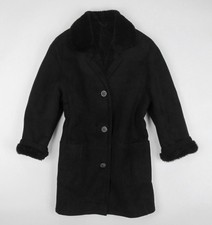 New The Lamb Leather Co Of Spain Black Genuine Shearling Lambskin Coat 44 (12)