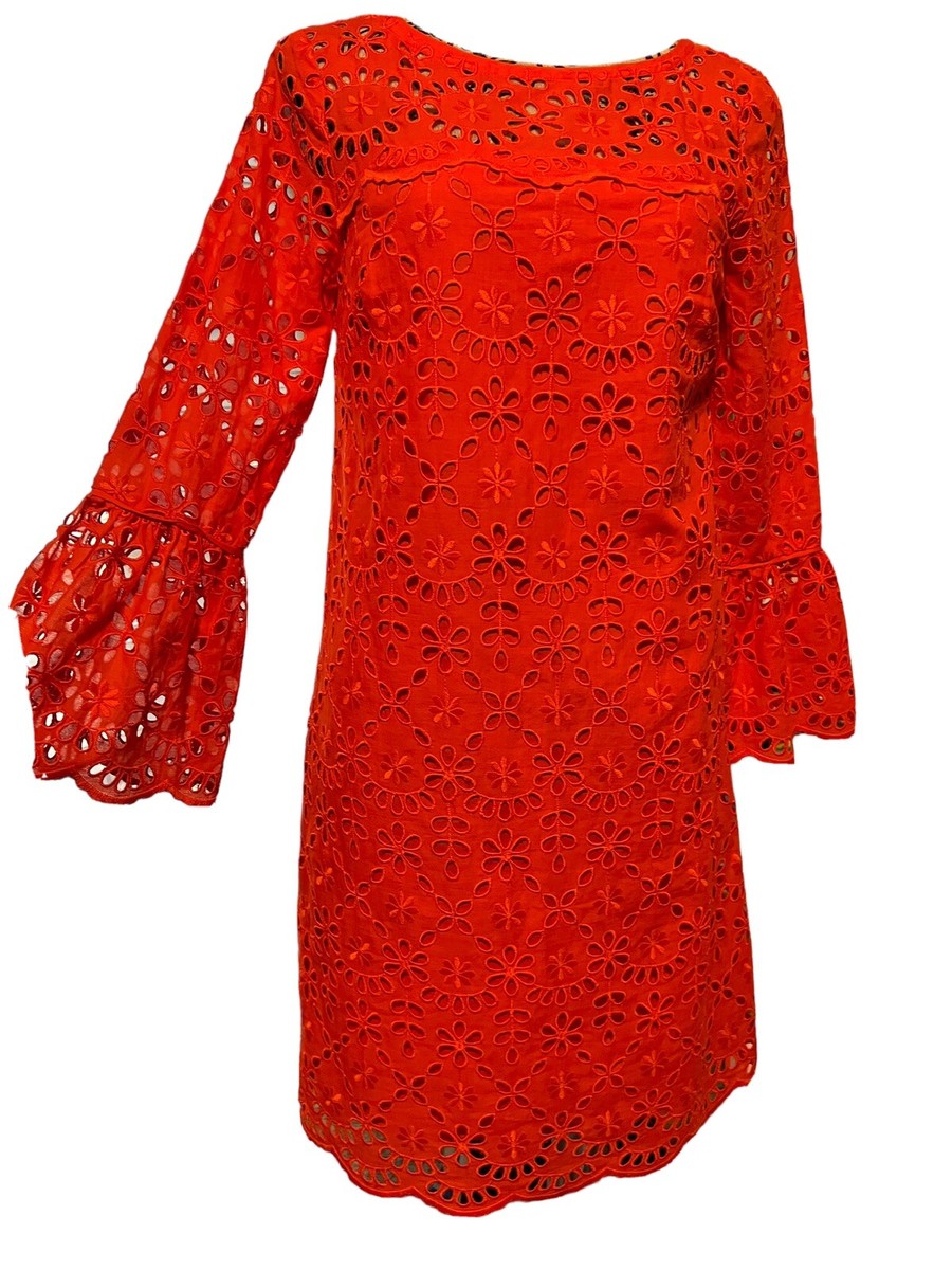 j crew orange eyelet dress J.Crew Eyelet dress. Zip up back and ribbon tie size 10