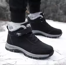 Mens Fur Lined Waterproof Work Shoes Hiking Winter Outdoor Snow Boots Walking