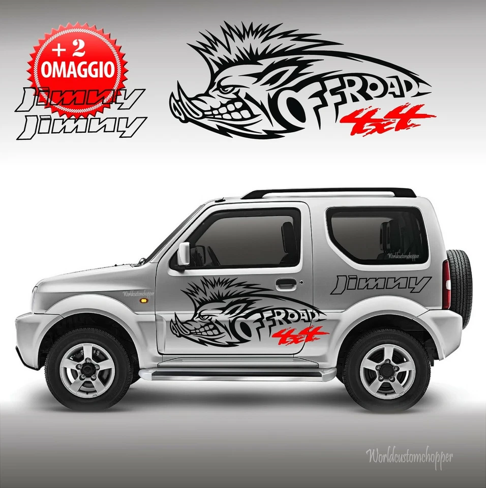 WORLDCUSTOMCHOPPER Adesivi fuoristrada Cinghiale compatibile per Suzuki Jimny + 2 Omaggi Jimny