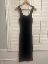 Final Touch Black Sexy Fitted Limit Stretch Tiny Ribbed Small Square Neck Back