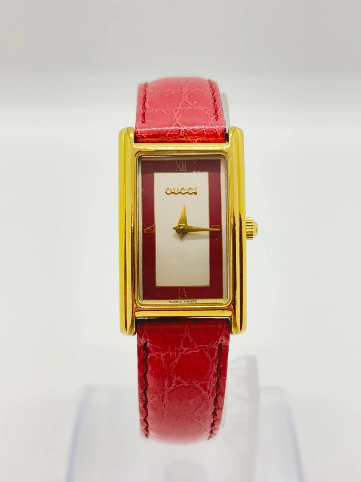 [Exc+5] MONTRE VINTAGE FEMME GUCCI 2600L OR rouge SUISSE occasion fonctionne F/S
