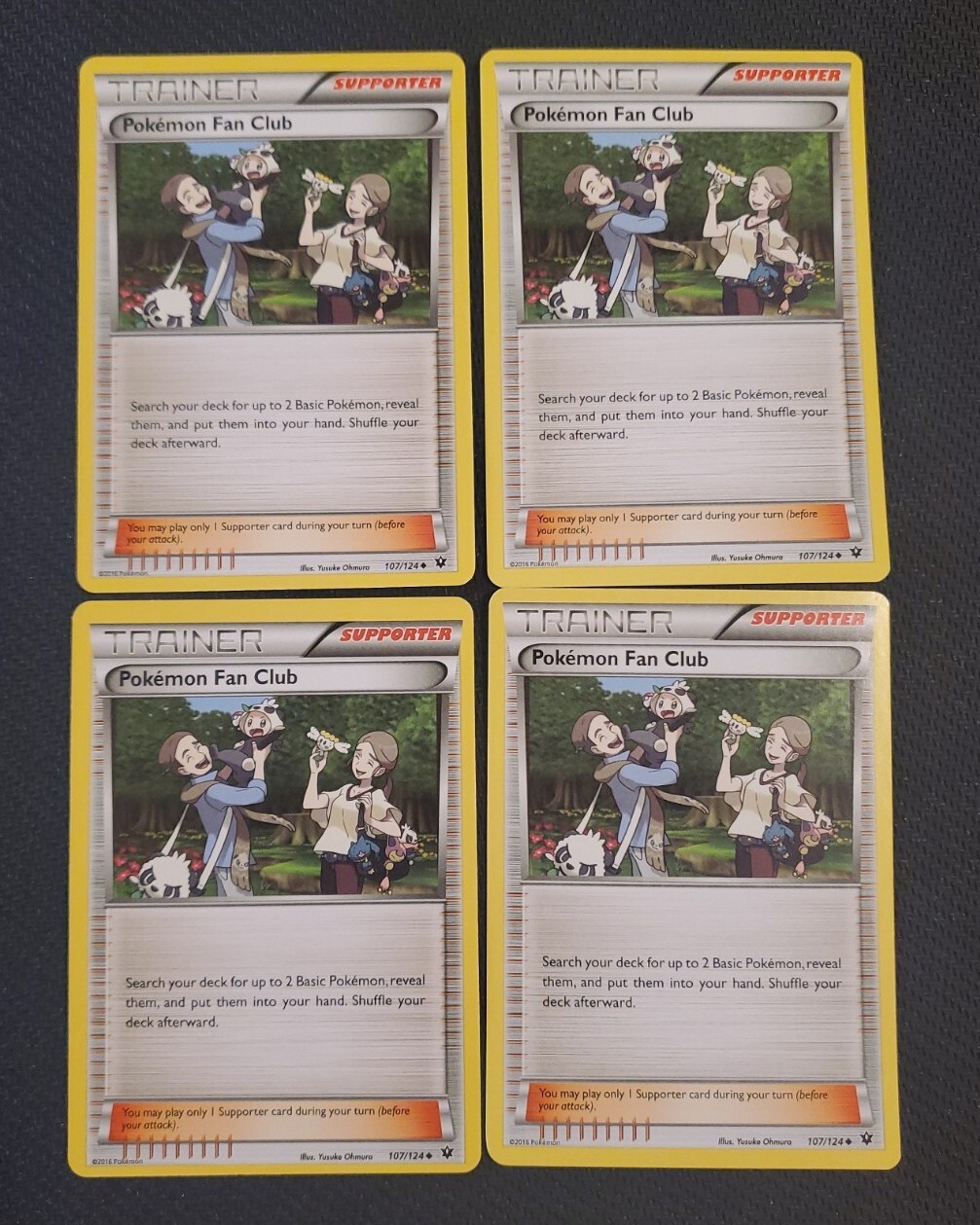 Pokemon Fan Club 107/124 XY Fates Collide Pokemon Trainer Card Playset x4 NM-MT