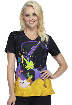 Sleeping Beauty Cherokee Scrubs Tooniforms Disney V Neck Top TF694 PRUR