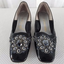 1950s Chandlers French Room Originals Black Patent Leather Shoes Size 6