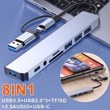8 in 1 USB-C Hub Type C To USB 3.0 4K HDMI PD Adapter For iPhone Macbook Pro/Air