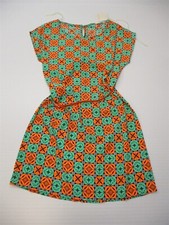 new TEA N ROSE Women's Size M Belted Orange/Green Floral Print A Line Dress