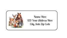 30 Woodland Animals PERSONALIZED RETURN ADDRESS LABELS 1 in X 2 5/8 GLOSSY