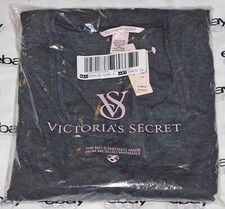 NEW Victoria's Secret Ribbed Modal Long-Sleeve Sleep Dress Large Gray Gown VS L