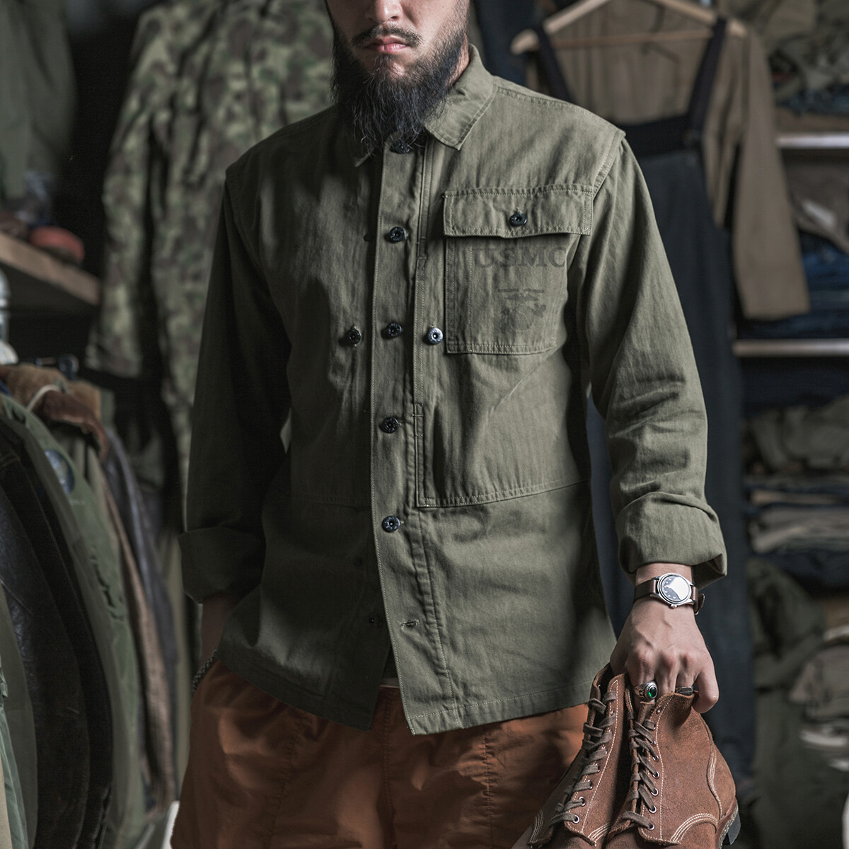 Bronson WW2 USMC P-44 Utility Jackets Vintage Herringbone Bronson WW2 USMC P-44 Utility Jackets Vintage Herringbone